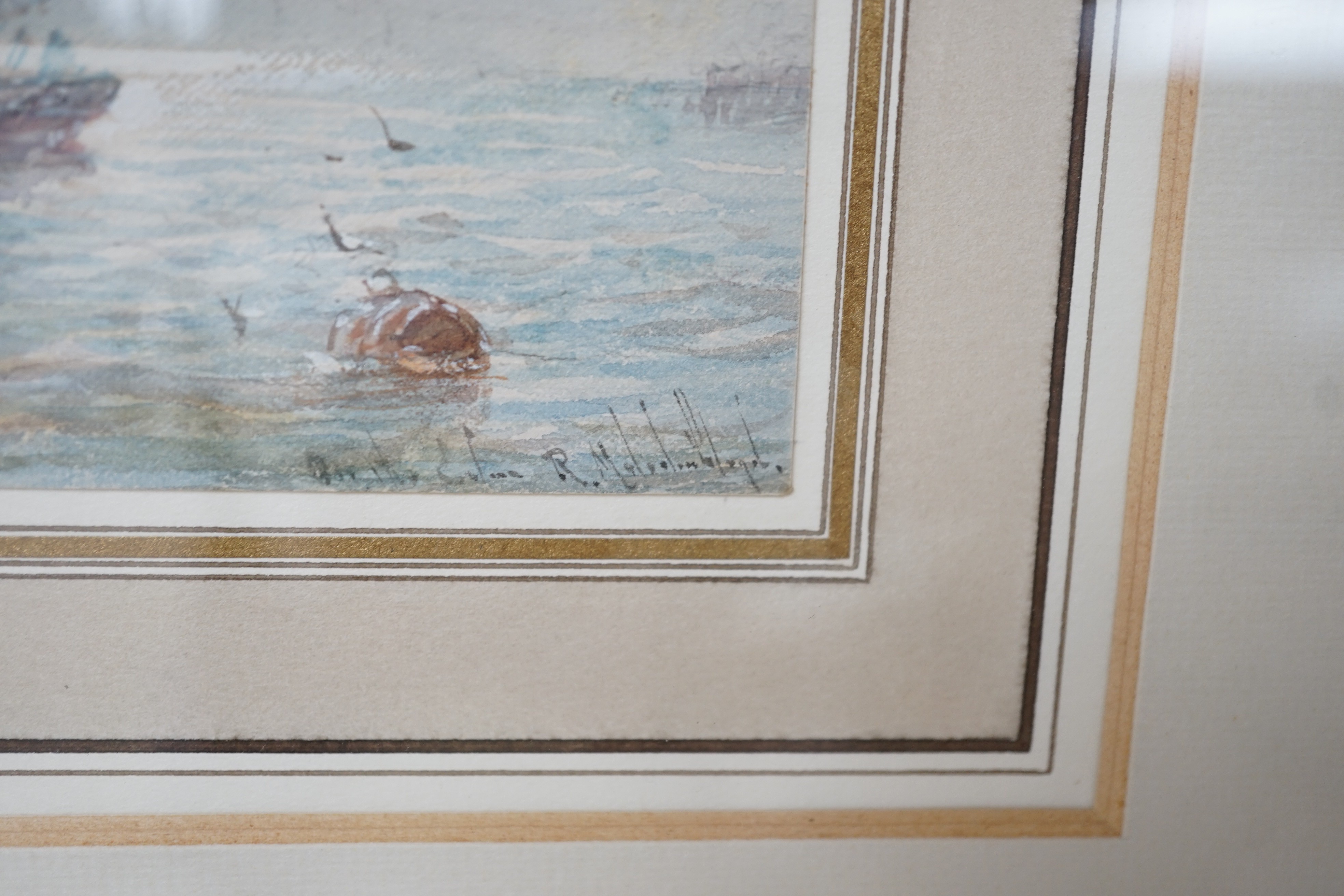 Robert Malcolm Lloyd (fl.1879-1900), watercolour, 'On the River Colne, Essex', signed, 12 x 17cm